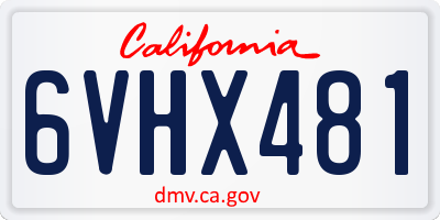 CA license plate 6VHX481