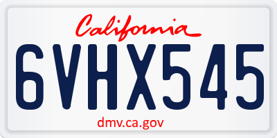 CA license plate 6VHX545