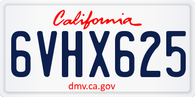 CA license plate 6VHX625