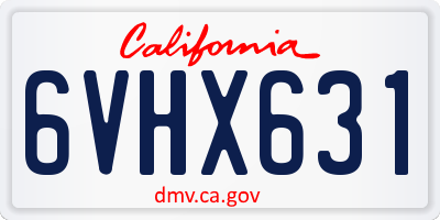CA license plate 6VHX631