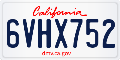 CA license plate 6VHX752