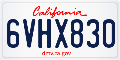 CA license plate 6VHX830