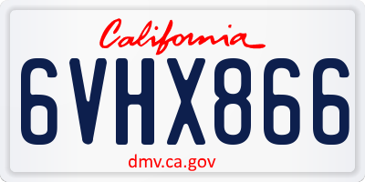CA license plate 6VHX866