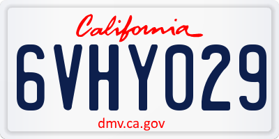 CA license plate 6VHY029