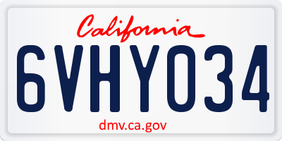 CA license plate 6VHY034