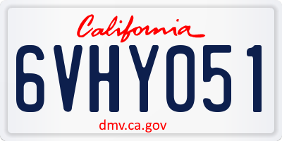 CA license plate 6VHY051
