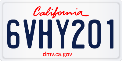 CA license plate 6VHY201