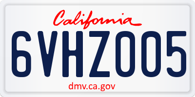 CA license plate 6VHZ005