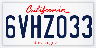 CA license plate 6VHZ033