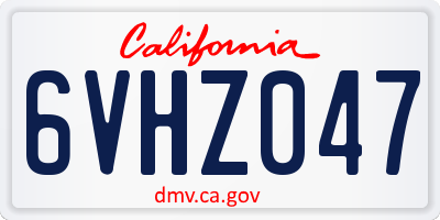 CA license plate 6VHZ047