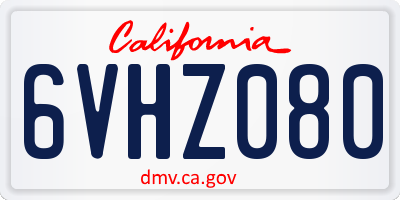 CA license plate 6VHZ080
