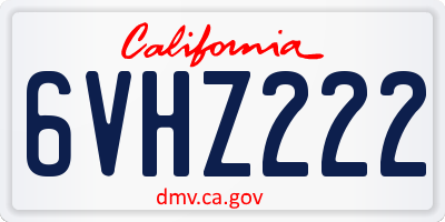 CA license plate 6VHZ222
