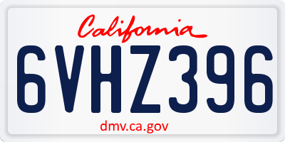 CA license plate 6VHZ396