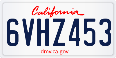 CA license plate 6VHZ453