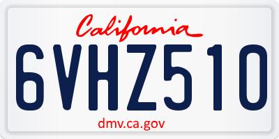 CA license plate 6VHZ510