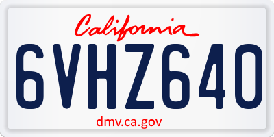 CA license plate 6VHZ640
