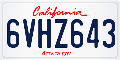 CA license plate 6VHZ643