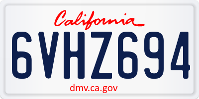 CA license plate 6VHZ694