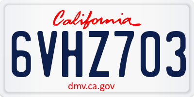 CA license plate 6VHZ703