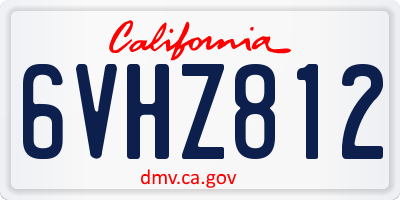 CA license plate 6VHZ812