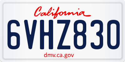 CA license plate 6VHZ830