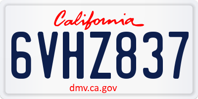 CA license plate 6VHZ837