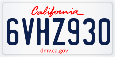 CA license plate 6VHZ930