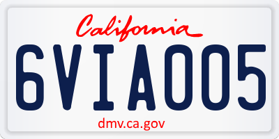CA license plate 6VIA005