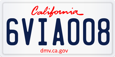 CA license plate 6VIA008