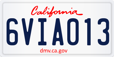 CA license plate 6VIA013