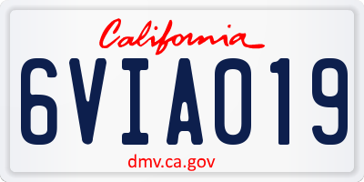 CA license plate 6VIA019
