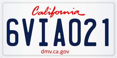 CA license plate 6VIA021