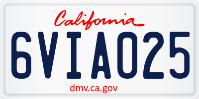 CA license plate 6VIA025