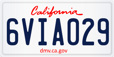 CA license plate 6VIA029