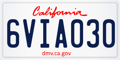 CA license plate 6VIA030
