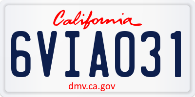 CA license plate 6VIA031