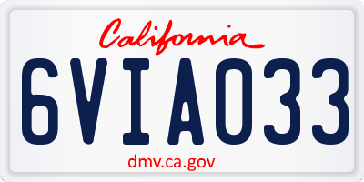 CA license plate 6VIA033