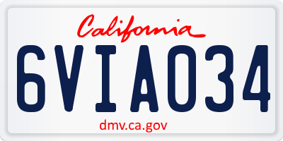CA license plate 6VIA034