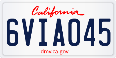 CA license plate 6VIA045