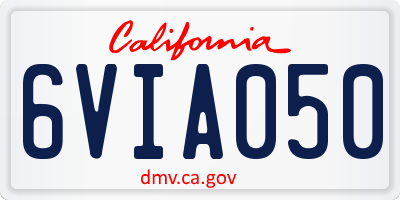 CA license plate 6VIA050