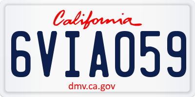 CA license plate 6VIA059