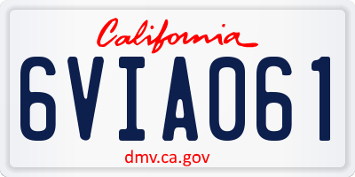 CA license plate 6VIA061