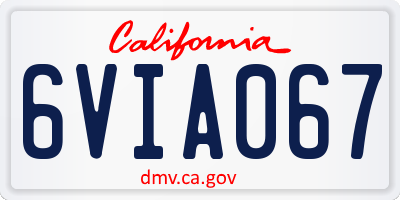 CA license plate 6VIA067