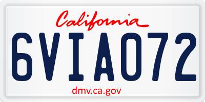 CA license plate 6VIA072