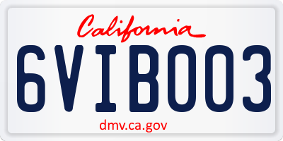 CA license plate 6VIB003