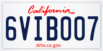 CA license plate 6VIB007