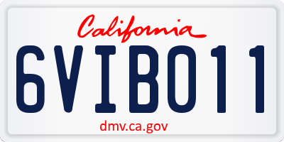 CA license plate 6VIB011