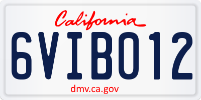 CA license plate 6VIB012