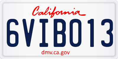 CA license plate 6VIB013