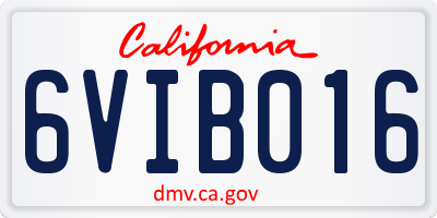 CA license plate 6VIB016